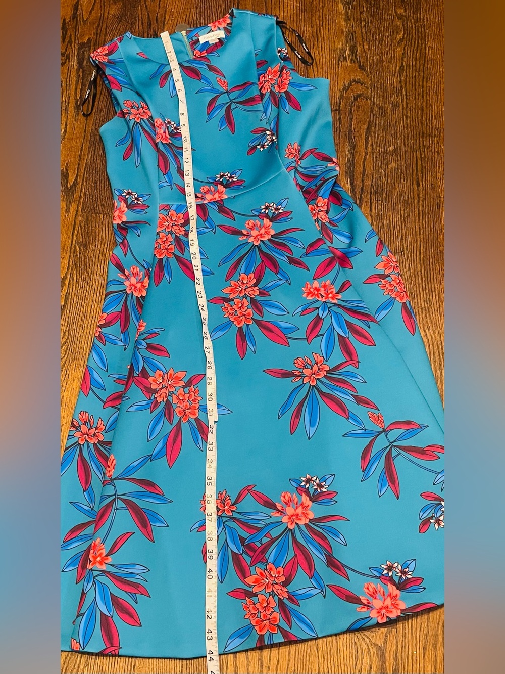 Calvin Klein  elegant Teal Floral V-Neck Sleeveless Maxi Dress size 14 - Picture 12 of 15